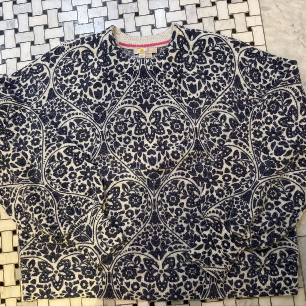 Boden Navy and Cream Floral Sweater